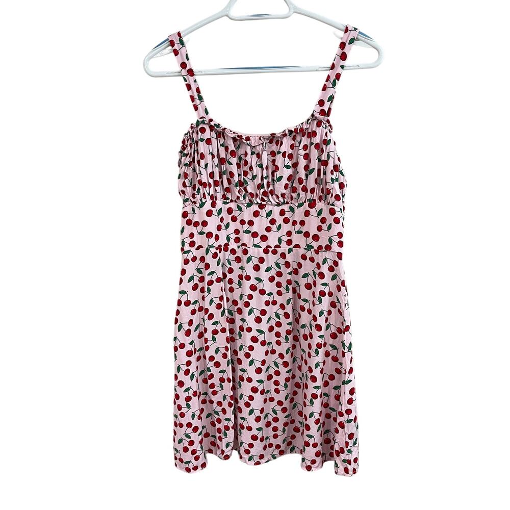 Cherry Print Ruched Camisole Top Sz‎ Lg Coquette Y2K Summer Feminie Cottagecore